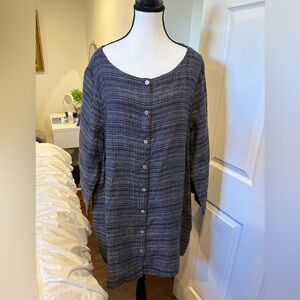 Eileen Fisher 100% Organic Linen Button Tunic Top | Plus Size 3X